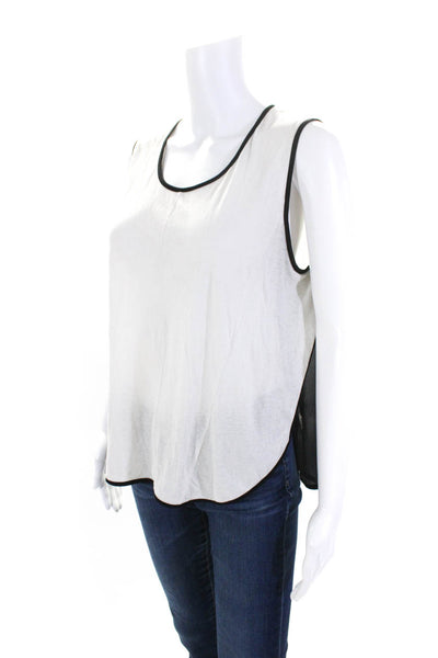 Rag & Bone Women's Cotton Sheer Panel Scoop Neck tank Top White/Black Size M