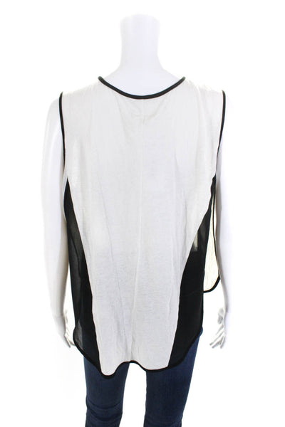 Rag & Bone Women's Cotton Sheer Panel Scoop Neck tank Top White/Black Size M