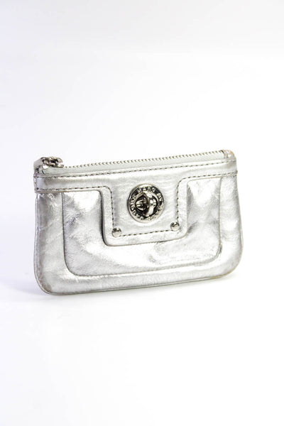 Marc by Marc Jacobs Women's Leather Silver Tone Hardware Key Ring Pouch Silver