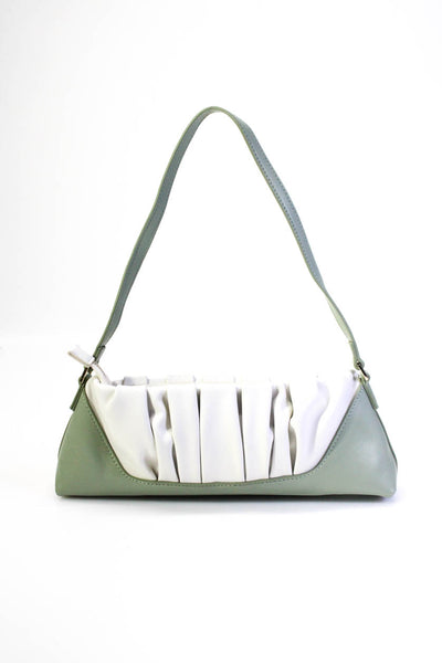 Noiranca Womens Leather Ruched Satchel Shoulder Handbag Green White