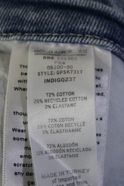 Good American Womens Cotton Distress Light Wash Skinny Jeans Blue Size 4