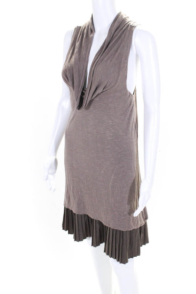 Free People Women's Sleeveless Cowl Neck Pleated Hem Shift Dress Brown Size L