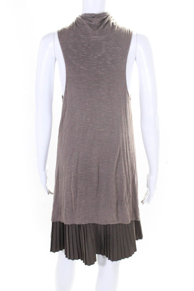 Free People Women's Sleeveless Cowl Neck Pleated Hem Shift Dress Brown Size L