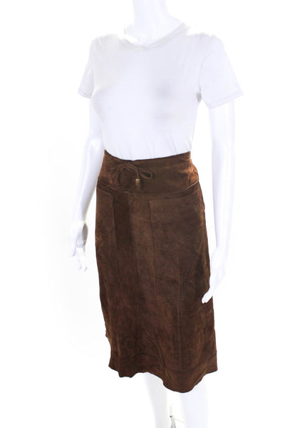 Maxima Women's Lined Suede A-line Midi Skirt Brown Size 8
