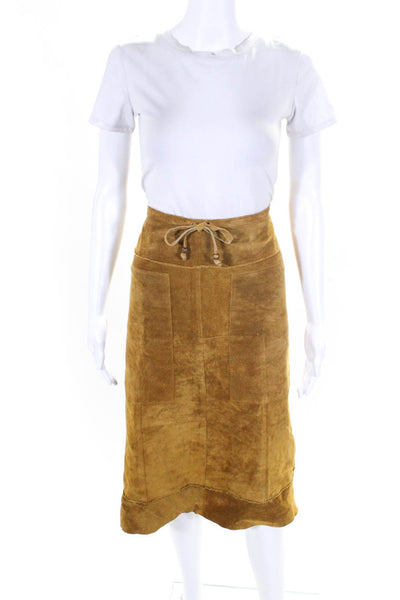 Maxima Women's Lined Suede A-line Midi Skirt Yellow Size 8