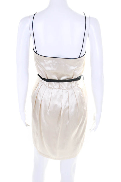 Aidan Aidan Mattox Women's Front Zip Tie Waist A-line Dress Beige Size 8
