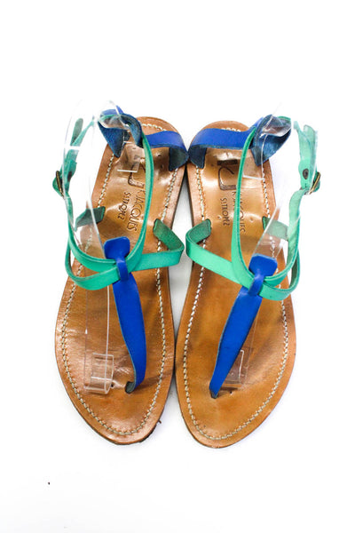 Kjaques St. Tropez Women's Leather Open Toe Strappy Sandals Multicolor Size 9