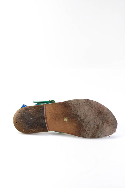 Kjaques St. Tropez Women's Leather Open Toe Strappy Sandals Multicolor Size 9