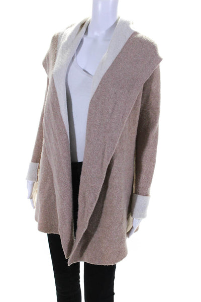 Joie Womens Long Hooded Waterfall Duster Cardigan Sweater Brown Wool Size XS