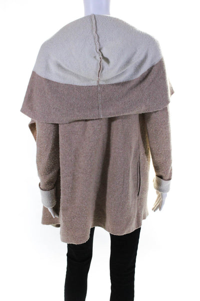 Joie Womens Long Hooded Waterfall Duster Cardigan Sweater Brown Wool Size XS