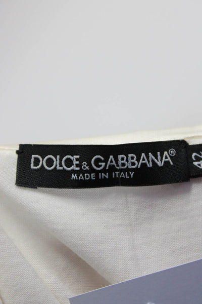 Dolce & Gabbana Womens Satin Trim Ruffle Tank Top Blouse Ivory Size IT 42