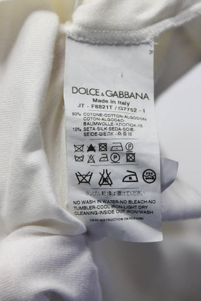 Dolce & Gabbana Womens Satin Trim Ruffle Tank Top Blouse Ivory Size IT 42