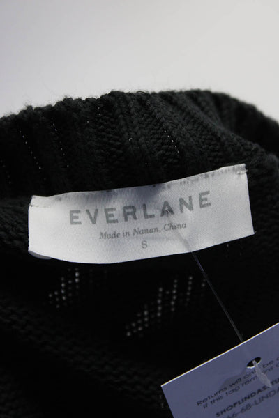 Everlane Womens Crew Neck Oversize Pullover Sweater Black Cotton Size Small