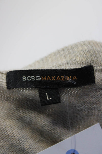 BCBGMAXAZRIA Women's Scoop Neck Short Sleeves A-Line Mini Dress Beige Size L