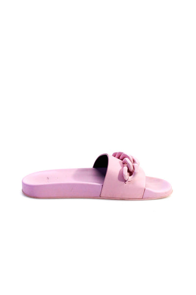 Versace Womens Leather Chain Link Slide On Sandals Pink Size 8