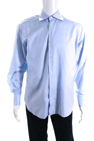 Eredi Pisano Men's Long Sleeves Button Down Casual Shirt Light Blue Size 15