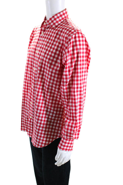 Eredi Pisano Men's Long Sleeves Button Collar Casual Red Check Shirt Size 16