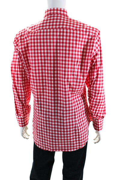 Eredi Pisano Men's Long Sleeves Button Collar Casual Red Check Shirt Size 16