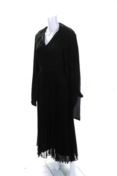 Toccin Womens Accordion Pleat Long Sleeves A Line Dress Black Size 4