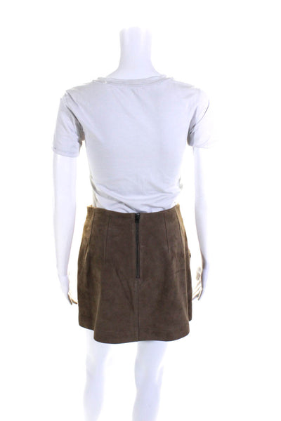 Intermix Womens Suede Whipstitch Pockets Mini Skirt Brown Size 4