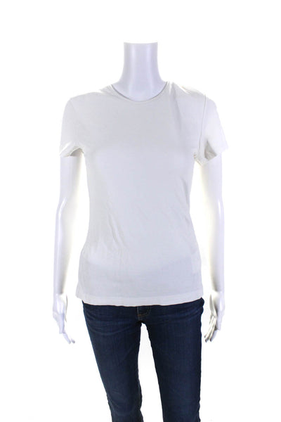 Toccin Womens Crew Neck Short Sleeves Pullover Shirt White Size Small