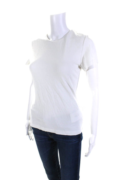 Toccin Womens Crew Neck Short Sleeves Pullover Shirt White Size Small