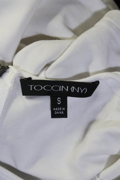 Toccin Womens Crew Neck Short Sleeves Pullover Shirt White Size Small