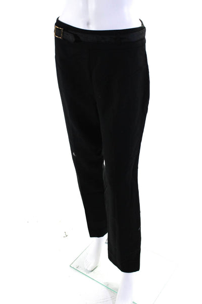 Karen Millen Womens Belted Buckled Back Zipped Tapered Dress Pants Black Size 8