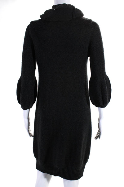 Vince Womens Wool Knit Cowl Neck Long Sleeve Sweater Dress Charcoal Gray Size M