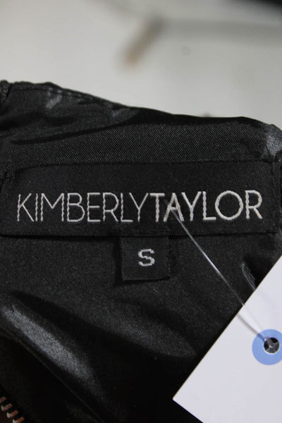 Kimberly Taylor Womens Sequin Short Sleeve Crew Neck Sheath Dress Black Small