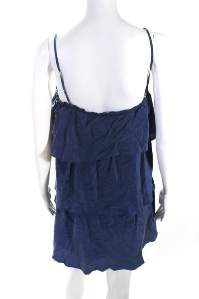 Ella Moss Womens Tiered Spaghetti Strap Sleeveless Dress Blue Size Medium