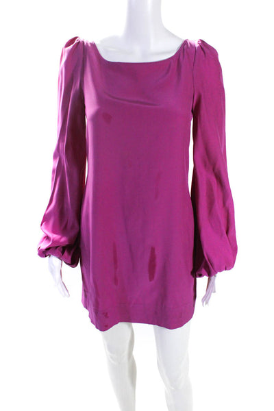 Elizabeth and James Womens Long Sleeve V Back Sheath Dress Fuschia Size 6