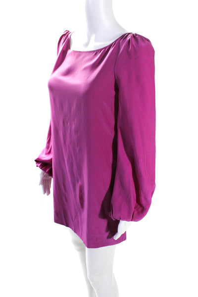 Elizabeth and James Womens Long Sleeve V Back Sheath Dress Fuschia Size 6