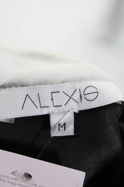 Alexis Womens Mid Rise Wide Leg Lace Organza Pants Black White Size Medium