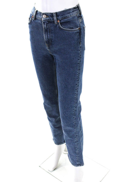 & Other Stories Women's High Rise Medium Wash Straight Leg Jeans Blue Size 25