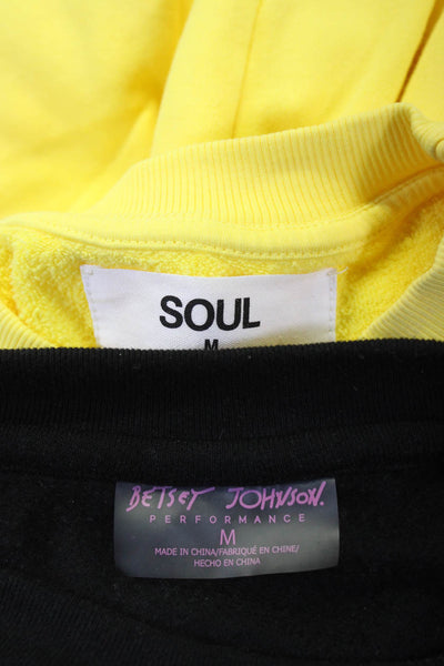 Betsey Johnson Soul Womens Sweatshirts Black Yellow Cotton Size Medium Lot 2