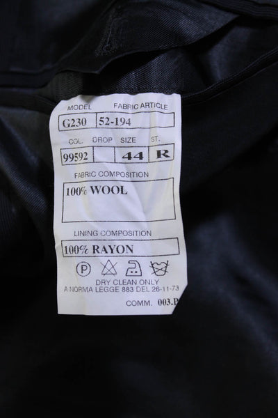 Barneys New York Mens Wool No Vent Three Button Blazer Jacket Black Size 44 R