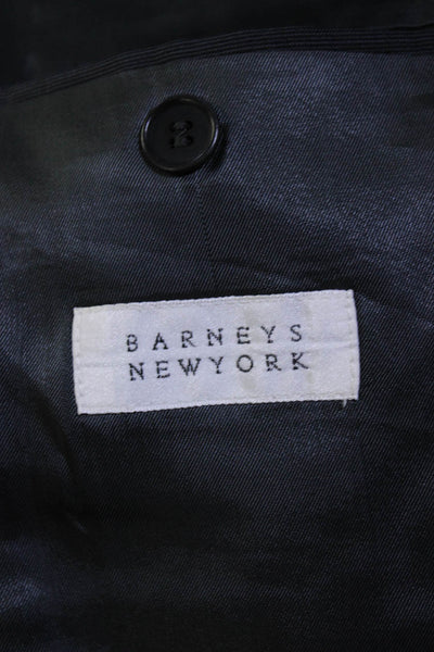 Barneys New York Mens Wool No Vent Three Button Blazer Jacket Black Size 44 R