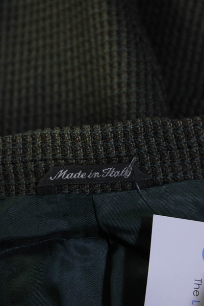 Principe Mens Wool Textured No Vent Three Button Blazer Jacket Green Size 44