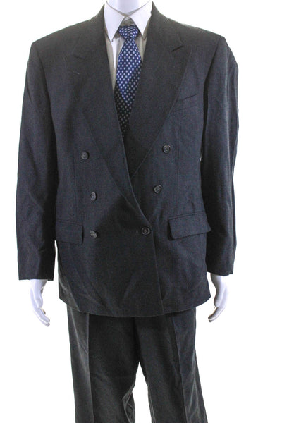 Fairfax Mens Wool Cashmere Double Breasted Blazer 2 Piece Suit Black Size 42 R