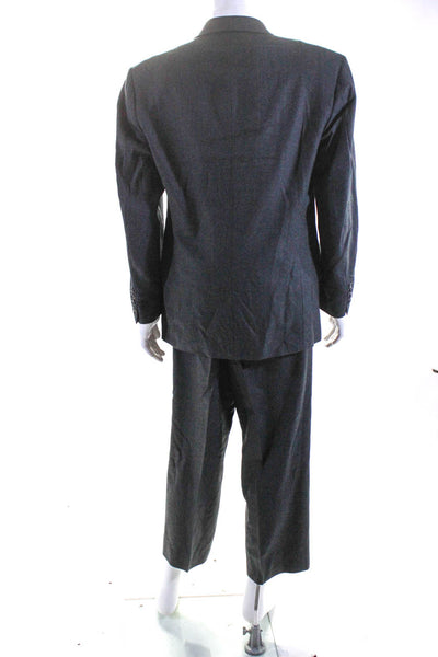 Fairfax Mens Wool Cashmere Double Breasted Blazer 2 Piece Suit Black Size 42 R