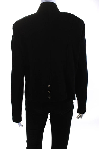 St. John Collection Womens Button Front Santana Knit Jacket Black Wool Size 10