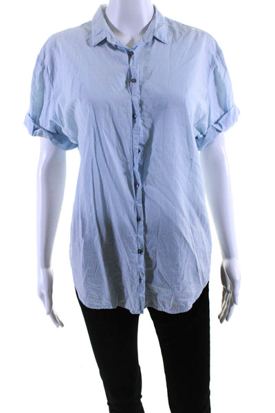 Xirena Womens Cotton Collared Button Up Sleeveless Blouse Top Light Blue Size XS