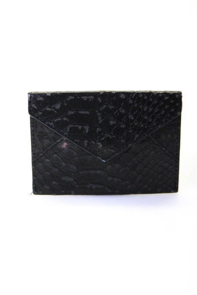 Helmut Lang Womens Embossed Leather Envelope Card Wallet Black