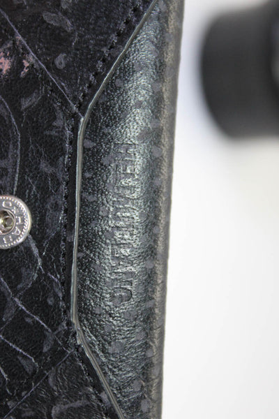 Helmut Lang Womens Embossed Leather Envelope Card Wallet Black