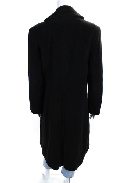 Searle Womens Black Super Fine Wool Double Breasted Long Sleeve Peacoat Size 14
