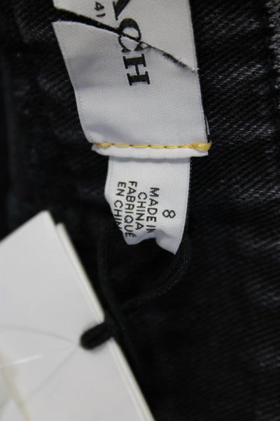 Coach Women's Cotton Patch Pocket Button Down Denim Skirt Washed Black Size 8