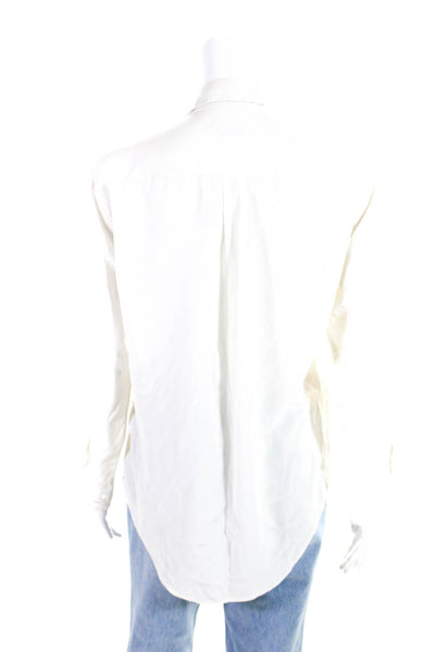 Equipment Femme Womens Silk Crepe Collared Button Up Blouse Top Ivory Suze XS