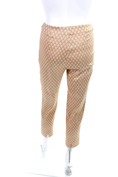 Piazza Sempione Womens Cotton Jacquard High Rise Slim Cut Pants Beige Size 40