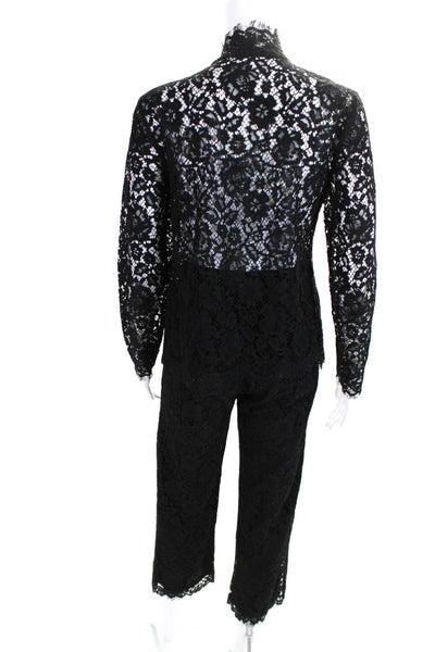 J Crew Womens Lace Long Sleeve Blouse Top Pants Set Black Size 00 4